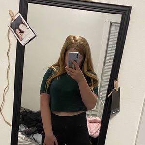 Lands end cropped polo top.